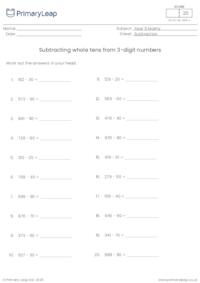 Subtracting whole tens from 3-digit numbers