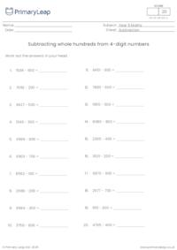 Subtracting whole hundreds from 4-digit numbers
