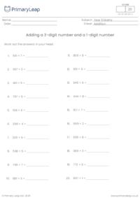 Adding a 3-digit number and a 1-digit number