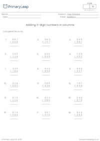 Adding 3-digit numbers in columns (with carrying)