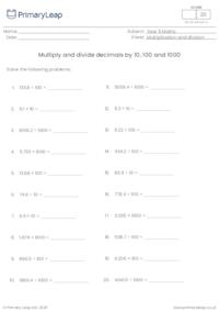 Multiply and divide decimals by 10, 100 and 1000