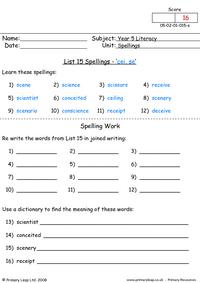Spelling list 15