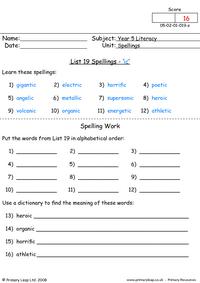 Spelling list 19