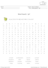 Spelling Word Search - 'ph' words
