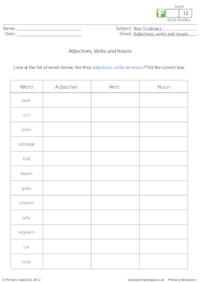 Adjectives, verbs and nouns