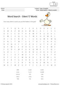 Word Search - Silent E Words