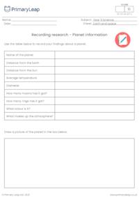Recording research - Planet information