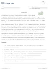 Reading comprehension - Asteroids