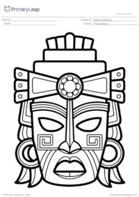 Colouring page - Aztec mask