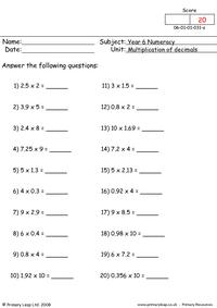 Multiplication of decimals 1