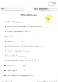 Mental arithmetic - Test 3