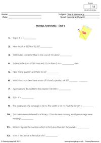 Mental arithmetic - Test 4