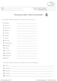 Dictionary Skills - Word Unscramble 4