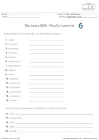 Dictionary Skills - Word Unscramble 6