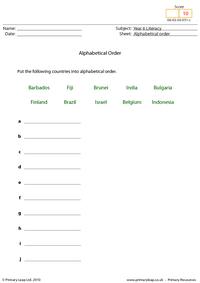 Alphabetical order 10 - Countries
