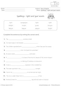 Spellings - 'ight' and 'gue' words