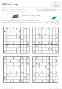 Sudoku 9 x 9 puzzle - Ocean theme