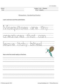 Mosquitoes - Handwriting practice