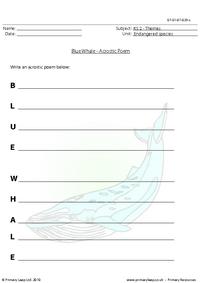 Blue whale acrostic poem