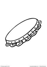 Tambourine colouring page