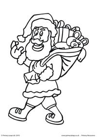 Colouring picture - Santa holding a sack