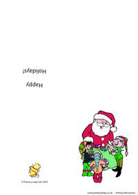 Christmas card - Santa and his helpers