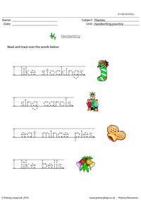 Handwriting - Christmas theme activity