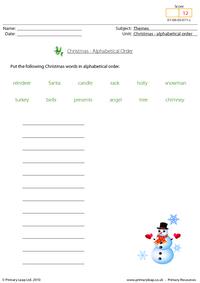 Alphabetical order - Christmas theme activity