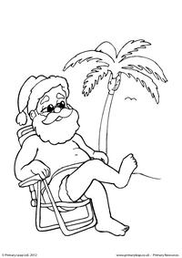 Colouring picture - Santa has a holiday