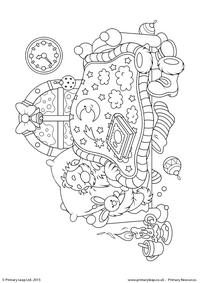 Colouring Picture - Santa Claus Sleeping