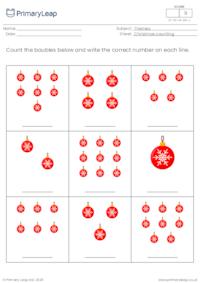 Christmas count and write - How many baubles?