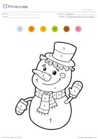 Colour by number - Snowman