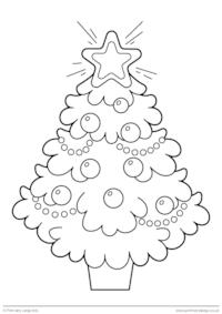 Christmas colouring page - Christmas tree with ornaments