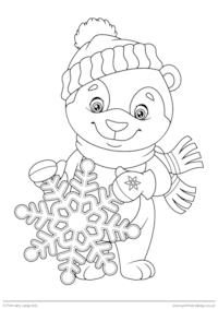 Christmas colouring page - Bear with a snowflake