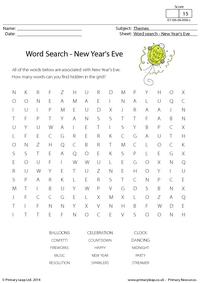 Word Search - New Year's Eve
