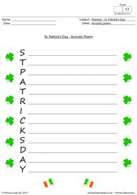 Acrostic poem - St. Patrick's Day