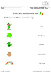 Picture and word matching - St. Patrick's Day