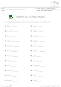St. Patrick's Day - How Many Syllables?