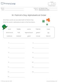 St. Patrick's Day Alphabetical Order