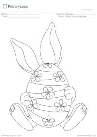 Colouring Page - Easter Bunny with Egg