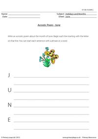 Acrostic poem 1 - June