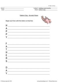 Father's day - Acrostic poem 1