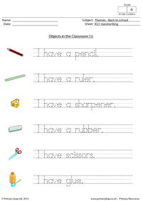 Handwriting - Objects in the classroom (1)