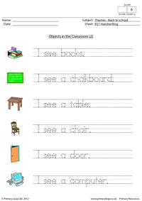 Handwriting - Objects in the classroom (2)