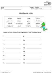Back to school - Alphabetical order