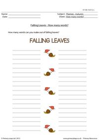 Autumn word unscramble - Falling leaves