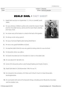 Roald Dahl - Fact Sheet