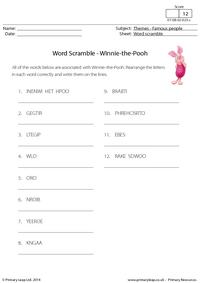 Word scramble - Winnie-the-Pooh