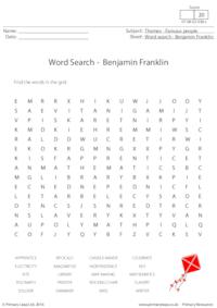 Word Search -  Benjamin Franklin