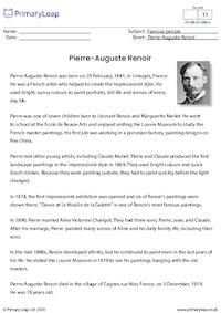 Reading Comprehension - Pierre-Auguste Renoir